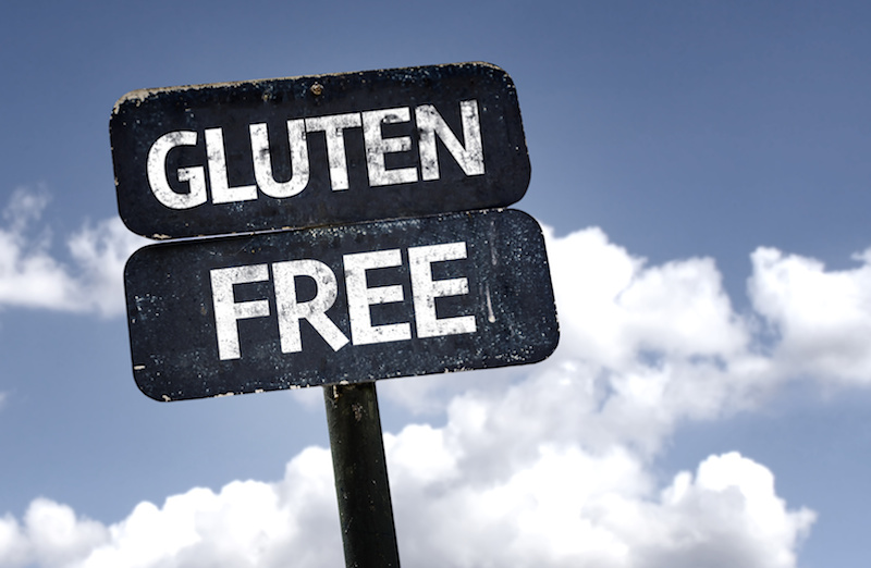 Gluten Free sign with clouds and sky background